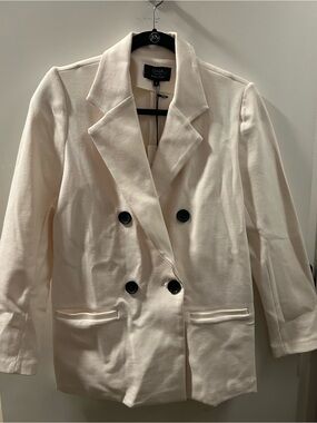 ONA Double-Breasted Cream Blazer Jacket